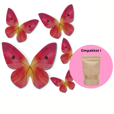Vaffel dekorationer - Sommerfugle Pink