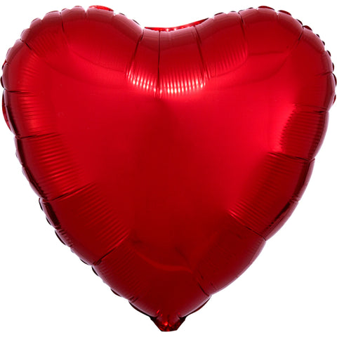 Folieballon Metallic Hjerte Rød - 43 cm