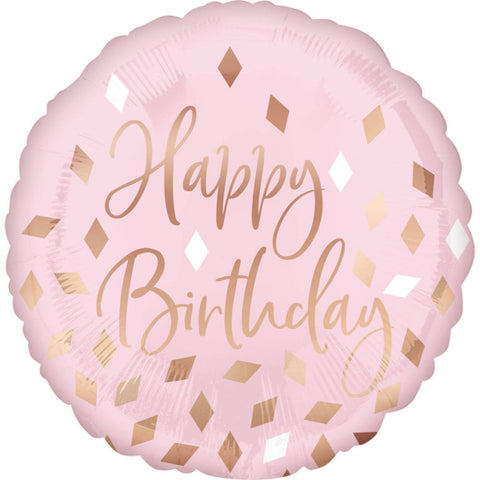 Folieballon Happy Birthday Lyserød - 43 cm