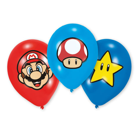 Latexballoner Super Mario - 6 stk.