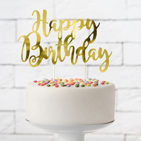 Kagetopper Guld - Happy Birthday