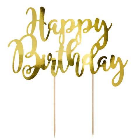 Kagetopper Guld - Happy Birthday